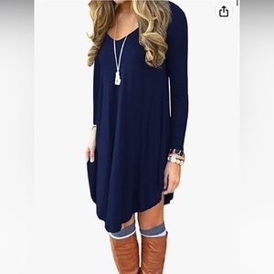 Asymmetrical Casual Swing Dress Navy Small‎ Sz 4-6 Maternity Friendly